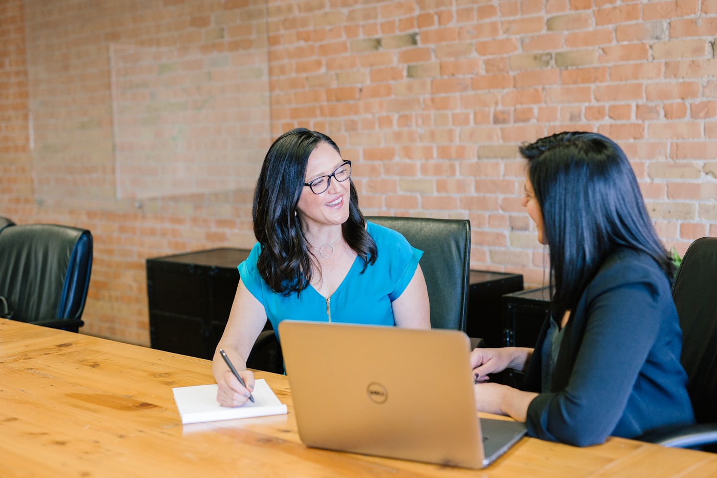 Two colleagues in an interview conversation